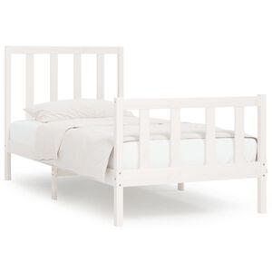 vidaXL R&aacute;m postele b&iacute;l&yacute; masivn&iacute; dřevo 75 x 190 cm mal&eacute; jednolůžko