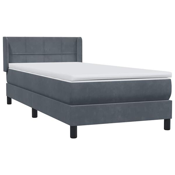 vidaXL Box spring postel s matrac&iacute; tmavě &scaron;ed&aacute; 90x210 cm samet