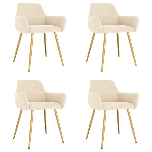 vidaXL J&iacute;deln&iacute; židle 4 ks kr&eacute;mov&eacute; samet