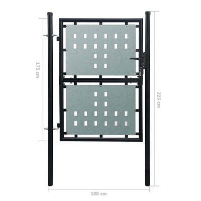vidaXL Černá jednokřídlá plotová brána 100 x 225 cm