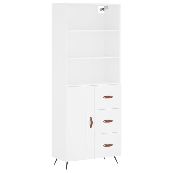 vidaXL Skř&iacute;ň highboard b&iacute;l&aacute; 69,5 x 34 x 180 cm kompozitn&iacute; dřevo
