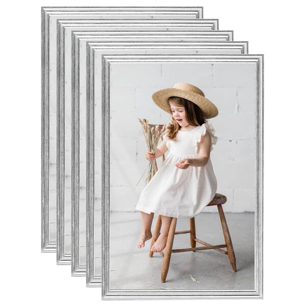 vidaXL Fotor&aacute;mečky kol&aacute;ž 5 ks na stěnu stř&iacute;brn&eacute; 70x90 cm MDF