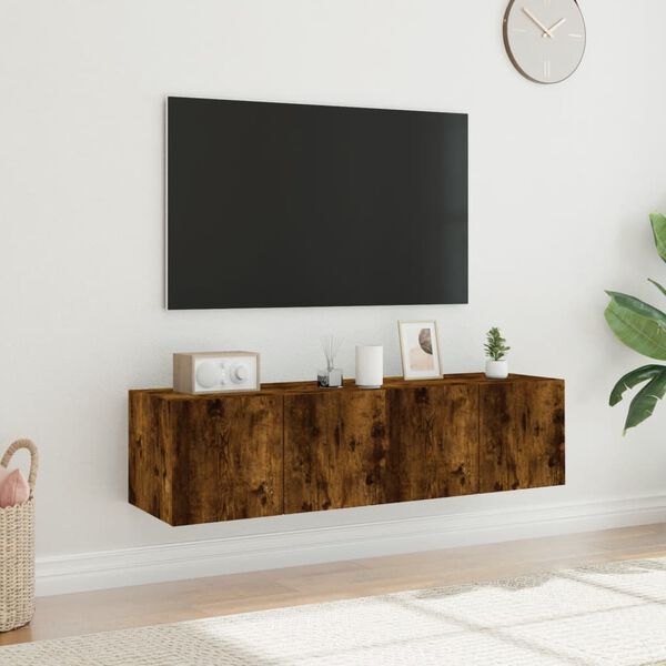 vidaXL N&aacute;stěnn&eacute; TV skř&iacute;ňky s LED 2 ks kouřov&yacute; dub 60 x 35 x 31 cm