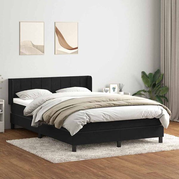 vidaXL Box spring postel s matrac&iacute; čern&aacute; 160x210 cm samet