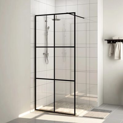 vidaXL Zástěna do průchozí sprchy čiré ESG sklo 115 x 195 cm černá