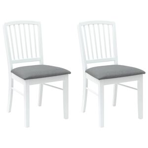 vidaXL J&iacute;deln&iacute; židle 2 pcs B&iacute;l&aacute; 50 x 52,5 x 91 cm Masivn&iacute; gumov&eacute; dřevo