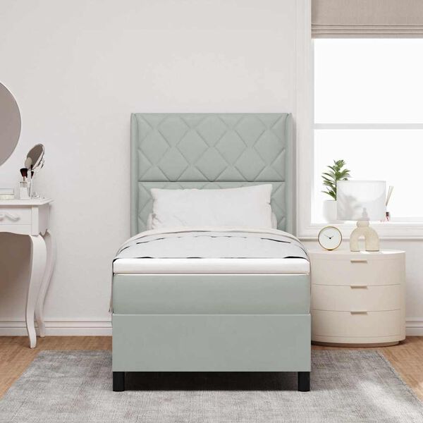 vidaXL Postel s boxspringem s matrac&iacute; Světle &scaron;ed&aacute; 90 x 200 cm samet