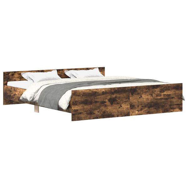 vidaXL R&aacute;m postele s hlavov&yacute;m a nožn&iacute;m čelem kouřov&yacute; dub 200 x 200 cm