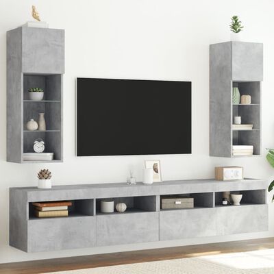vidaXL TV skříňky s LED osvětlením 2 ks betonově šedé 30,5x30x90 cm