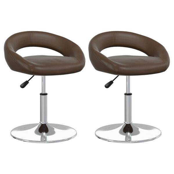 vidaXL Otočn&eacute; j&iacute;deln&iacute; židle 2 ks hněd&eacute; uměl&aacute; kůže