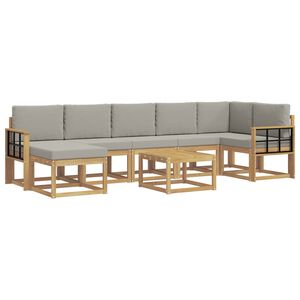 vidaXL Venkovn&iacute; pohovkov&aacute; souprava 8 pcs B&iacute;l&aacute; a světl&aacute; &scaron;ed&aacute;