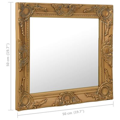 vidaXL Nástěnné zrcadlo barokní styl 50 x 50 cm zlaté