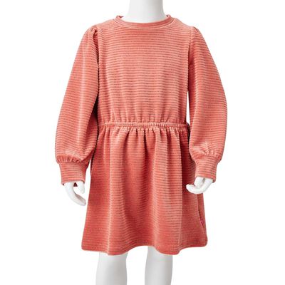 Dětské šaty s dlouhým rukávem manšestr středně růžové 92