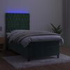 vidaXL Box spring postel s matrac&iacute; a LED tmavě zelen&aacute; 80x200 cm samet