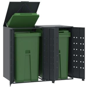 vidaXL Box na 2 popelnice antracitov&yacute; 138 x 79 x 117 cm ocel