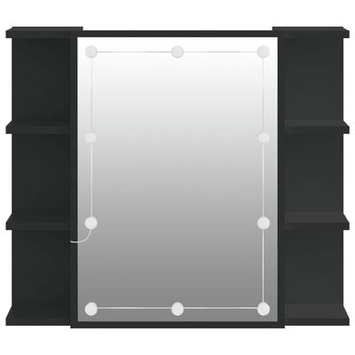 vidaXL Zrcadlová skříňka s LED černá 70 x 16,5 x 60 cm