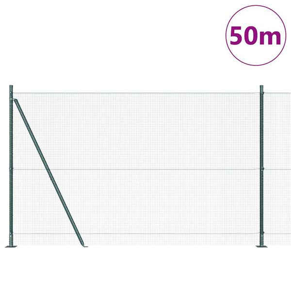 vidaXL Plotov&yacute; sloupek. Zelen&aacute; 50 x 1,4 m (16 x 16 mm s&iacute;ť) Ocel a PVC