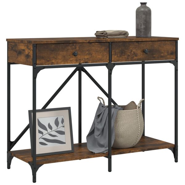 vidaXL Konzolov&yacute; stolek kouřov&yacute; dub 100x39x78,5 cm kompozitn&iacute; dřevo