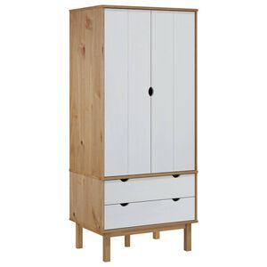 vidaXL &Scaron;atn&iacute; skř&iacute;ň OTTA hněd&aacute; a b&iacute;l&aacute; 76,5x53x172 cm masivn&iacute; borovice