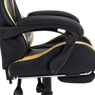 vidaXL Herní židle s podnožkou zlatá a černá umělá kůže