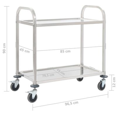 vidaXL 2patrový kuchyňský vozík 96,5 x 55 x 90 cm nerezová ocel