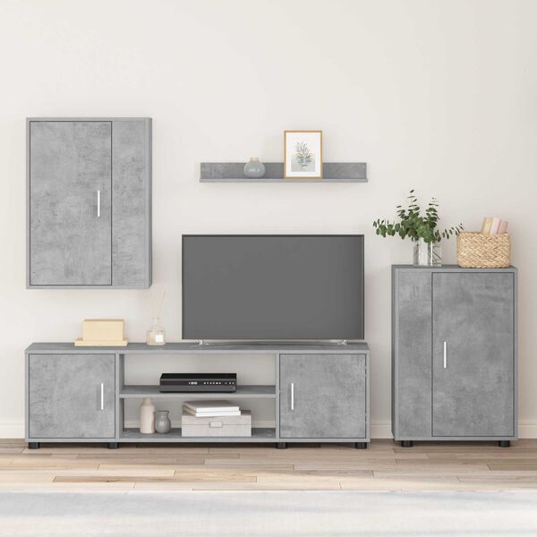 vidaXL Sestava TV skř&iacute;něk 4 pcs Betonově &scaron;ed&aacute; Kompozitn&iacute; dřevo