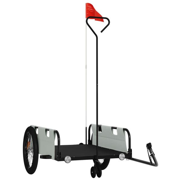 vidaXL Voz&iacute;k za kolo &scaron;ed&yacute; a čern&yacute; oxfordsk&aacute; tkanina a železo