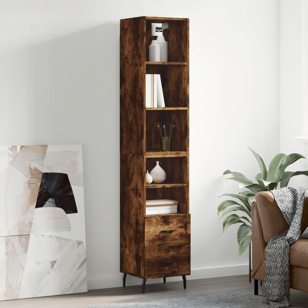 vidaXL Skř&iacute;ň highboard kouřov&yacute; dub 34,5 x 34 x 180 cm kompozitn&iacute; dřevo