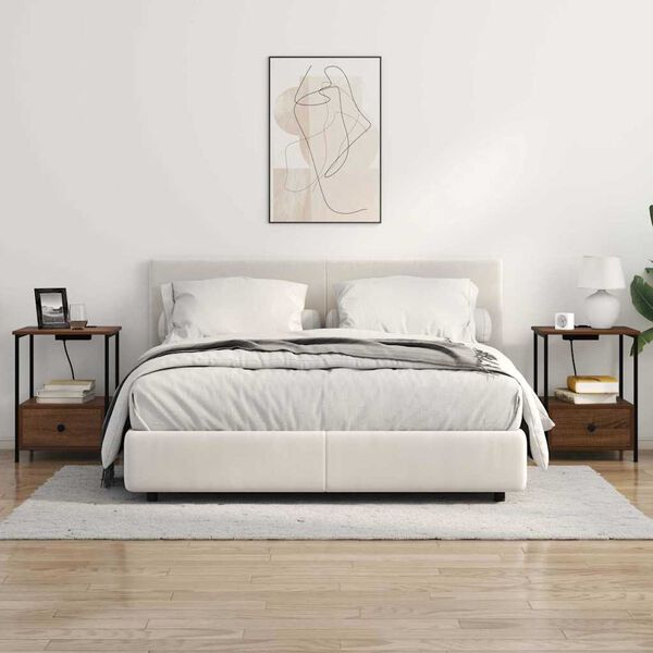 vidaXL Nočn&iacute; skř&iacute;ňka Hněd&yacute; dub 42 x 41 x 56 cm kompozitn&iacute; dřevo