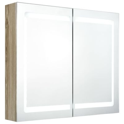 vidaXL LED koupelnová skříňka se zrcadlem dub 80 x 12 x 68 cm