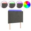 vidaXL Čelo postele s LED tmavě &scaron;ed&eacute; 103 x 16 x 118/128 cm samet