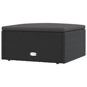 vidaXL Zahradn&iacute; podnožka s podu&scaron;kou čern&aacute; polyratan