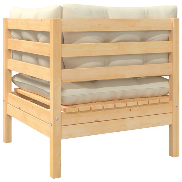 vidaXL 2místná zahradní pohovka s krémovými poduškami masivní borovice