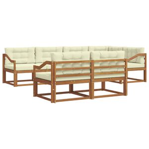 vidaXL Venkovn&iacute; pohovkov&aacute; souprava 7 pcs Přirozen&aacute; a Kr&eacute;mov&aacute;