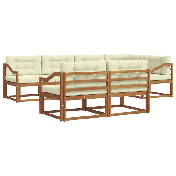 vidaXL Venkovn&iacute; pohovkov&aacute; souprava 7 pcs Přirozen&aacute; a Kr&eacute;mov&aacute;