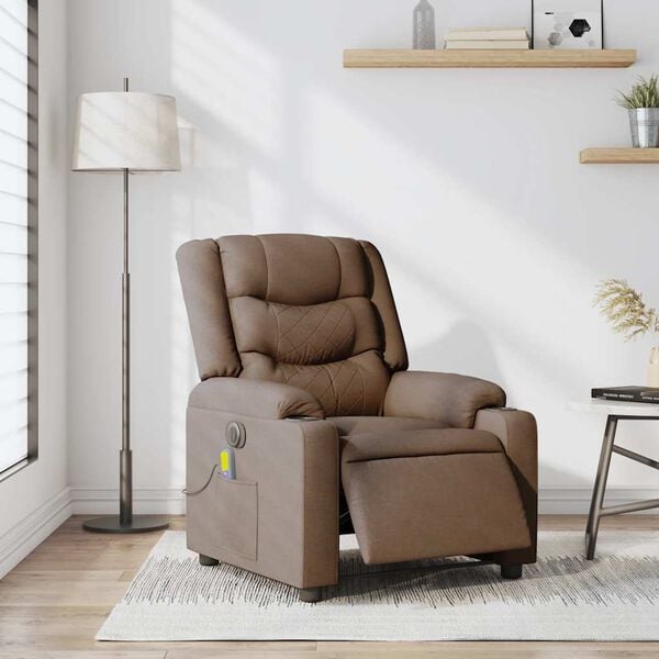 vidaXL Elektrické masážní polohovací křeslo hnědé textil