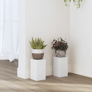vidaXL Stojany na rostliny 2 ks b&iacute;l&eacute; 10 x 10 x 18 cm kompozitn&iacute; dřevo