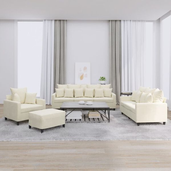 vidaXL 4d&iacute;ln&aacute; sedac&iacute; souprava s podu&scaron;kami kr&eacute;mov&aacute; samet