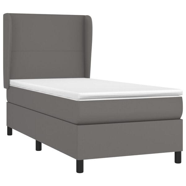 vidaXL Box spring postel s matrac&iacute; &scaron;ed&aacute; 90x190 cm uměl&aacute; kůže