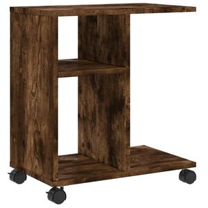 vidaXL Odkl&aacute;dac&iacute; stolek na kolečk&aacute;ch kouřov&yacute; dub 50x30x55 cm kompozit