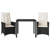 vidaXL 3d&iacute;ln&yacute; bistro set s podu&scaron;kami čern&yacute; polyratan