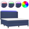 vidaXL Box spring postel s matrac&iacute; a LED modr&aacute; 180x200 cm textil