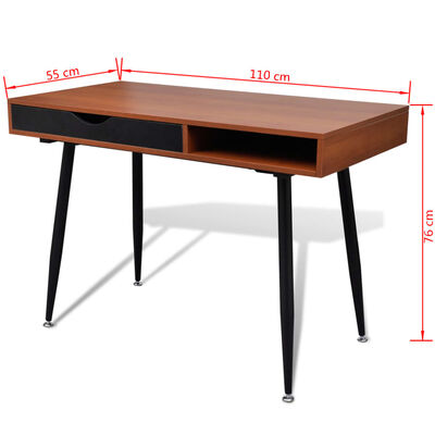 Psací stůl / PC stůl - vhodný pro notebook - hnědý