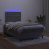 vidaXL Box spring postel s matrac&iacute; a LED tmavě &scaron;ed&aacute; 120 x 190 cm samet