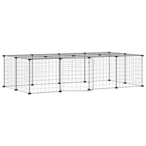 vidaXL 20panelov&aacute; ohr&aacute;dka pro zv&iacute;řata s dv&iacute;řky čern&aacute; 140 x 70 x 35 cm ocel