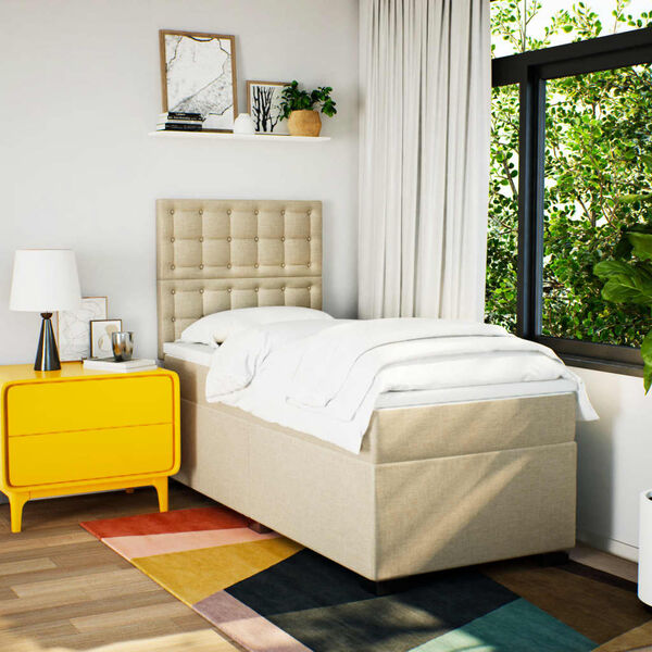 vidaXL Box spring postel s matrac&iacute; kr&eacute;mov&aacute; 80 x 200 cm textil