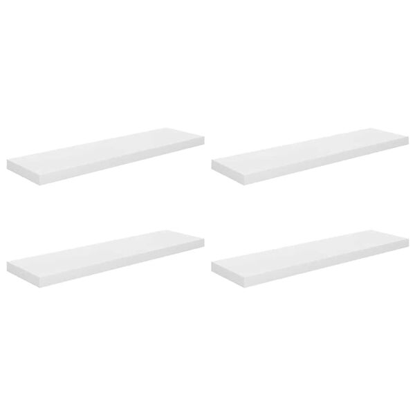 vidaXL Plovouc&iacute; n&aacute;stěnn&eacute; police 4 ks leskl&eacute; b&iacute;l&eacute; 90x23,5x3,8 cm MDF
