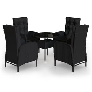 vidaXL 5d&iacute;ln&yacute; zahradn&iacute; bistro set polyratan čern&yacute;