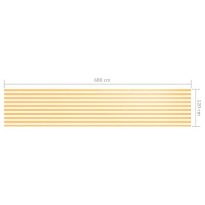 vidaXL Balkónová zástěna bílo-žlutá 120 x 600 cm oxfordská látka