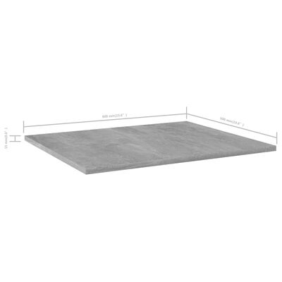 vidaXL Přídavné police 8 ks betonově šedé 60 x 50 x 1,5 cm dřevotříska